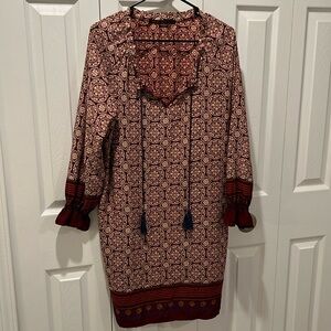Fraiche by J burgundy and tan dress.  Sz. L. Make offer!